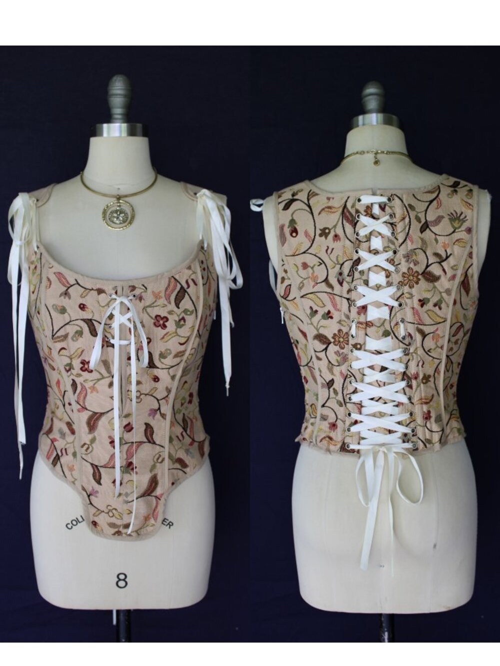 Corset Story Historic Brocade floral tapestry Corset steel boned lace up bustier